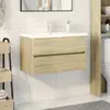 Image de Ensemble De Meubles De Bain 2pcs Céramique Et Bois D'ingénierie Vidaxl