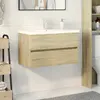 Image de Ensemble De Meubles De Bain 2pcs Céramique Et Bois D'ingénierie Vidaxl
