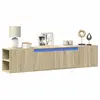 Image de Meuble Tv Mural Avec Led Chêne Sonoma 180x31x39,5 Cm Vidaxl