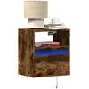 Image de Table De Chevet Murale Avec Lumières Led Chêne Fumé Vidaxl
