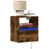 Image de vidaXL Table de chevet murale avec lumières LED chêne fumé table de chevet flottante support de téléphone table de chevet 3307983