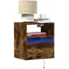 Image de Tables De Chevet Murales Avec Lumières Led 2 Pcs Chêne Fumé Vidaxl