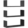 Image de Étagères Murales 3 Pcs Noir 58x18x18 Cm Bois D'ingénierie Vidaxl