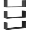 Image de Vidaxl étagères murales 3 pcs noir 58x18x18 cm bois d'ingénierie
