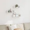 Image de vidaXL Étagères murales 3 pcs blanc bois dingénierie étagère flottante étagère dexposition murale étagère pour CD 853308