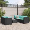Image de vidaXL Salon de jardin 6 pcs avec coussins Noir Résine tressée ensemble de canapés dextérieur canapé dangle de jardin 3308020