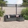 Image de vidaXL Salon de jardin 4 pcs avec coussins Gris Résine tressée ensemble de canapés dextérieur canapé dangle de jardin 3308050
