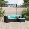 Image de vidaXL Salon de jardin 4 pcs avec coussins Noir Résine tressée ensemble de canapés dextérieur canapé dangle de jardin 3308052