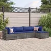 Image de vidaXL Salon de jardin 5 pcs avec coussins Gris Résine tressée ensemble de canapés dextérieur canapé dangle de jardin 3308063