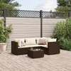 Image de vidaXL Salon de jardin 5 pcs avec coussins Marron Résine tressée ensemble de canapés dextérieur canapé dangle de jardin 3308081