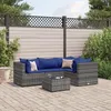Image de vidaXL Salon de jardin 5 pcs avec coussins Gris Résine tressée ensemble de canapés dextérieur canapé dangle de jardin 3308087