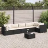 Image de vidaXL Salon de jardin 7 pcs avec coussins Noir Résine tressée ensemble de canapés dextérieur canapé dangle de jardin 3308112