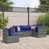 Image de vidaXL Salon de jardin 5 pcs avec coussins Gris Résine tressée ensemble de canapés dextérieur canapé dangle de jardin 3308159