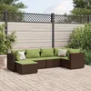 Image de vidaXL Salon de jardin 6 pcs avec coussins Marron Résine tressée ensemble de canapés dextérieur canapé dangle de jardin 3308214