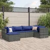 Image de vidaXL Salon de jardin 6 pcs avec coussins Gris Résine tressée ensemble de canapés dextérieur canapé dangle de jardin 3308215