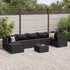 Image de vidaXL Salon de jardin 8 pcs avec coussins noir résine tressée ensemble de canapés dextérieur canapé dangle de jardin 3308235