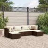 Image de vidaXL Salon de jardin 6 pcs avec coussins Marron Résine tressée 3308241