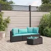Image de vidaXL Salon de jardin 4 pcs avec coussins noir résine tressée ensemble de canapés dextérieur canapé dangle de jardin 3308364