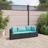 Image de vidaXL Salon de jardin 3 pcs avec coussins noir résine tressée ensemble de canapés dextérieur canapé dangle de jardin 3308452