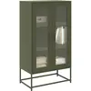 Image de Buffet Haut Vert Olive 68x39x123 Cm Acier Vidaxl