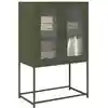 Image de Buffet Haut Vert Olive 68x39x107 Cm Acier Vidaxl