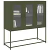 Image de Buffet Vert Olive 100,5x39x107 Cm Acier Laminé À Froid Vidaxl