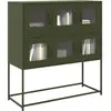Image de Buffet Vert Olive 100,5x39x107 Cm Acier Laminé À Froid Vidaxl