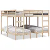 Image de Lit Superposé Triple 200x200/80x200 Cm Bois De Pin Massif Vidaxl