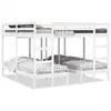 Image de Lit Superposé Triple Blanc 200x200/80x200 Cm Bois De Pin Massif Vidaxl