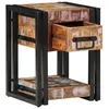 Image de Table de Nuit - Bois Massif Récupéré - 30x30x40 cm - Multicolore - Tiroir Pratique