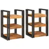 Image de Table De Chevet 2 Pcs Marron Et Noir Bois De Mangue Massif Vidaxl