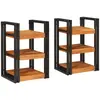 Image de Table De Chevet 2 Pcs Marron Et Noir Bois D'acacia Massif Vidaxl