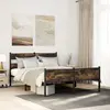 Image de Cadre De Lit Sans Matelas Chêne Fumé 137x190 Cm Bois Ingénierie Vidaxl