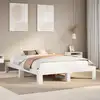 Image de Cadre De Lit Sans Matelas Blanc 160x200 Cm Bois De Pin Massif Vidaxl