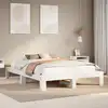 Image de Cadre De Lit Sans Matelas Blanc 140x200 Cm Bois De Pin Massif Vidaxl