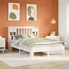 Image de vidaXL Cadre de lit sans matelas blanc 140x190 cm bois de pin massif meuble de chambre à coucher sommier lit en bois 3308856