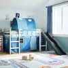 Image de Lit Mezzanine Enfants Et Tunnel Bleu 90x190 Cm Bois Pin Massif Vidaxl