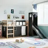 Image de Lit Mezzanine Enfants Et Tour Blanc/noir 90x200 Cm Pin Massif Vidaxl