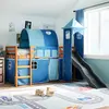 Image de Lit Mezzanine Enfants Avec Tour Bleu 90x200 Cm Bois Pin Massif Vidaxl