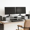 Image de vidaXL Support de moniteur avec rangement gris béton bois dingénierie support de moniteur pour bureau étagère de 854691