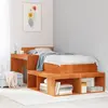 Image de Table De Chevet Avec Bureau Cire Marron Bois De Pin Massif Vidaxl