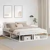 Image de Cadre De Lit Sans Matelas Blanc 160x200 Cm Métal Vidaxl