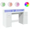 Image de Vidaxl bureau avec lumières led blanc 140x55x91 cm bois d'ingénierie