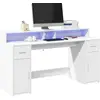 Image de Bureau Avec Lumières Led Blanc 160x55x91 Cm Bois D'ingénierie Vidaxl