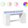 Image de Vidaxl bureau avec lumières led blanc 160x55x91 cm bois d'ingénierie
