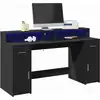 Image de Bureau Avec Lumières Led Noir 160x55x91 Cm Bois D'ingénierie Vidaxl