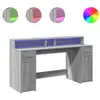 Image de Vidaxl bureau et lumières led sonoma gris 160x55x91 cm bois ingénierie