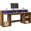 Image de Bureau Avec Lumières Led Vieux Bois Bois D'ingénierie Vidaxl