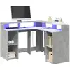 Image de Bureau Et Lumières Led Gris Béton 130x130x91cm Bois Ingénierie Vidaxl