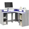 Image de Bureau Et Lumières Led Sonoma Gris 130x130x91cm Bois Ingénierie Vidaxl